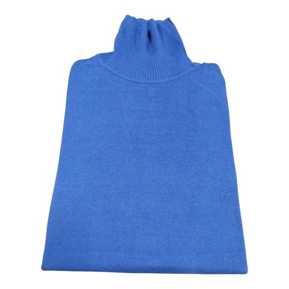 MEN'S BAGAZIO LONG SLEEVE ROYAL BLUE COTTON ACRYLIC TURTLENECK SWEATER. VT042. - Picture 7 of 9